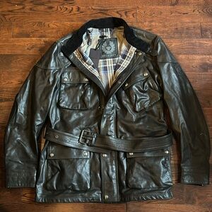 Brand new Belstaff designer leather jacket. Excellent condition. Made in Italy